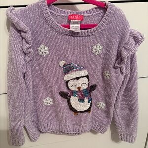 Zunie Girls Purple Penguin Sweater